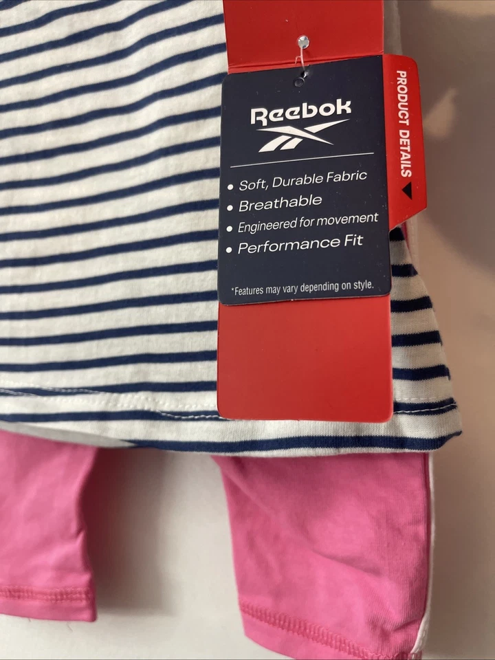 Reebok Infantil Niñas 3-6 Meses Rosa y Azul Conjunto de 3 Piezas ¡NUEVO CON ETIQUETAS! MZZ8 Foto 4 de 4
