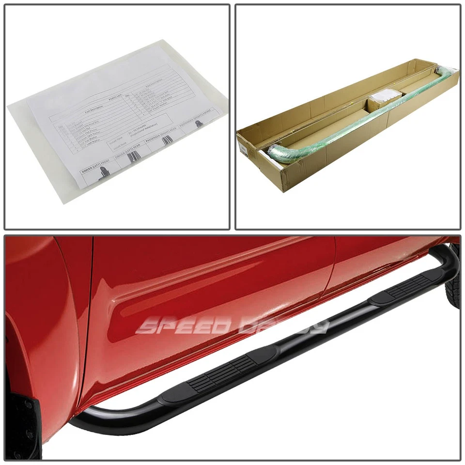 PARA 02-09 DODGE RAM 1500-3500 CABINE DUPLA PRETA 3" BARRA NERF LATERAL ESTRIBO - Imagem 4 de 4