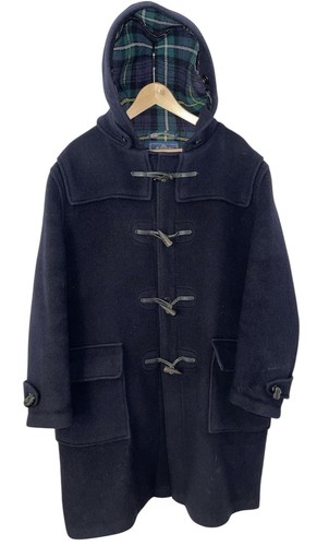Manteau long vintage Gloverall Duffle, à bascule, bleu, XL, doublure tartan, 100% laine - Photo 1/12