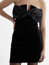 Express Women’s Size Small Velvet Strapless Mini Dress With Black Bow