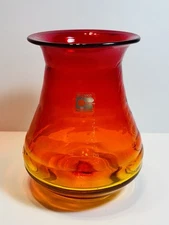 Vintage, MCM , Rare 8516 Blenko Non-Catalogue  Color Vase—Tangerine