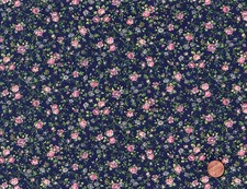 Navy Blue, Pink COUNTRY FLORAL: 100 Quilting Cotton Fabric, By the Yard