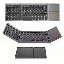Guiheng Foldable Bluetooth Keyboard with Touchpad, Portable Wireless grey
