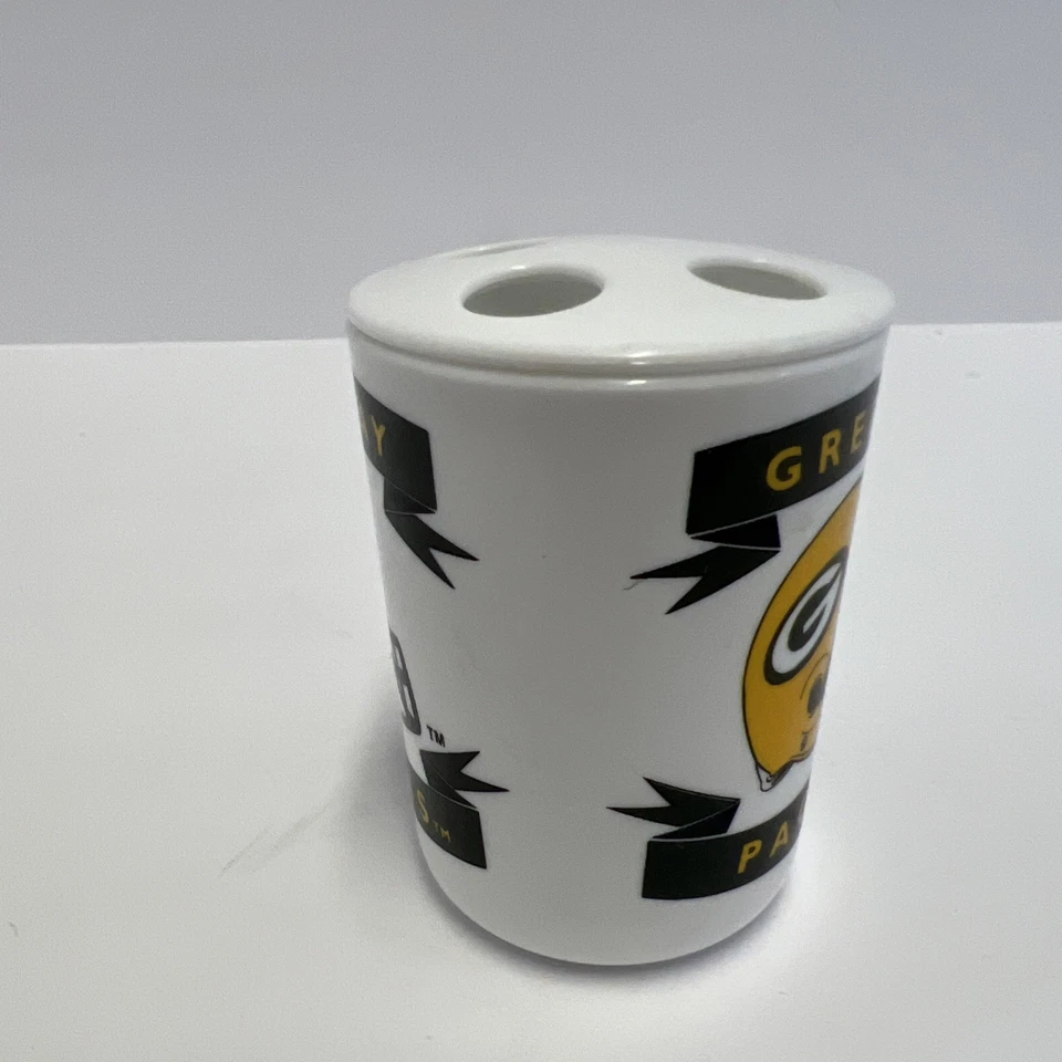 "Portador de cepillo de dientes de plástico con logotipo del equipo de Green Bay Packers NFL taza 1994 3,5""" Foto 2 de 4