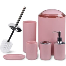 Bathroom Accessories Set 6 Piece Bath Ensemble Includes Soap Dispenser, Tooth...