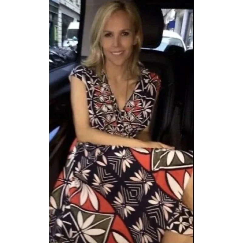 Abito midi Tory Burch Acoma Pottery avvolgente in seta NUOVO Michelle Obama S taglia 6 $595 MCM