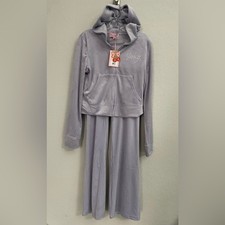 Juicy Couture Velour Tracksuit Set Lavendar Haze Rhinestone Hoodie/Pant -Size L