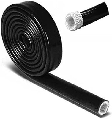 Fire Sleeve Silicone Coated Fiberglass 3/8'' ID x 5FT for Automotive Hose Lines W