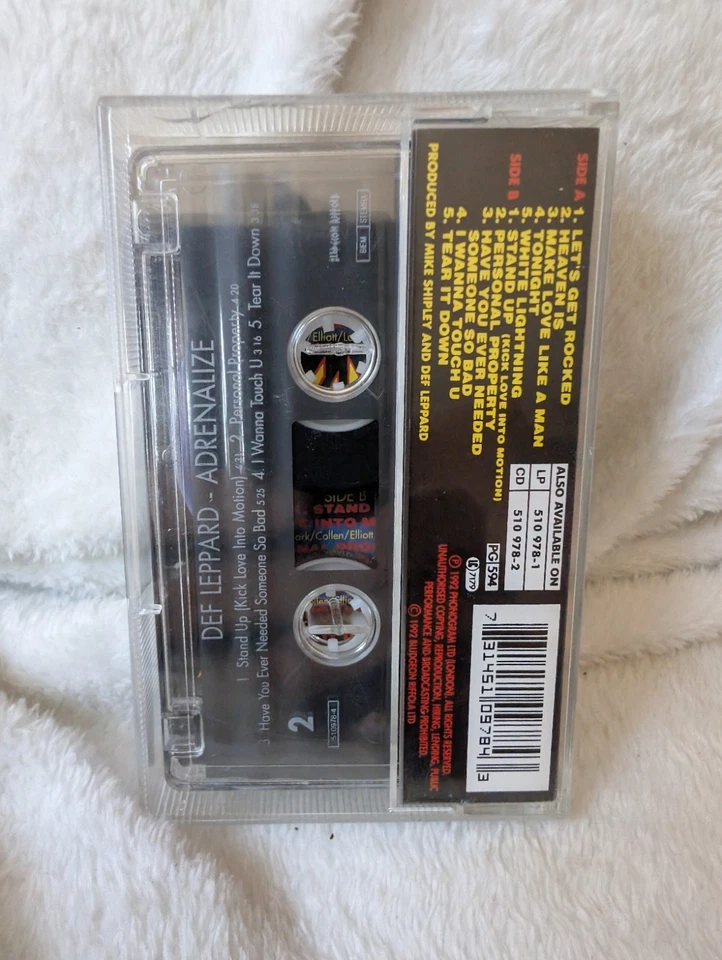 Original Vintage 1992 Def Leppard - Adrenalize - Cassette Tape 510978-4 - Image 3 of 4