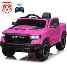 RAM 1500 Ride on Car Toy for Kids, 12V Powered Ride on Truck Toy with Remote Con