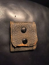 Antique Leather Folding Coin Purse Snap Closure brass Frame Hinged Advertising