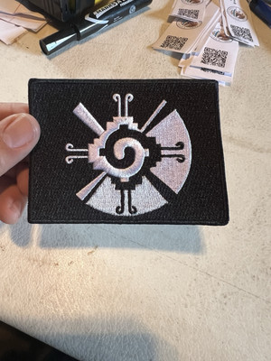 #ad Aztec Mayan Patch Iron on Ometeotl Hunab Ku Symbol Prehispanic Mexican #32 $9.00