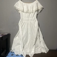 70s Gunne Sax prairie dress vintage Jessica McClintock white lace  Maxi Sz 7