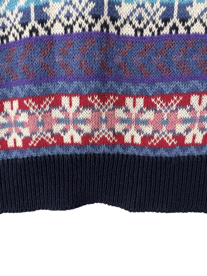 Chaps Sweater Womens XXL Blue Pink Purple Aztec Geometric Fair Isle Crew Neck - Image 3 of 4