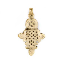 Brass Ethiopian Coptic Cross 66x37mm African Large Hole Handmade