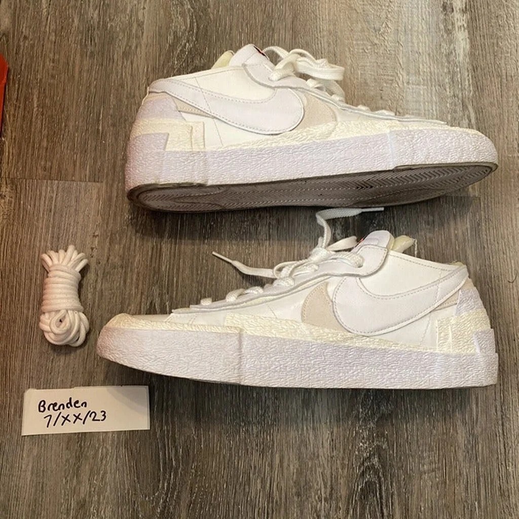 SACAI X NIKE Scarpe Nike Blazer Low x Sacai bianche vela patentata da uomo taglia 12