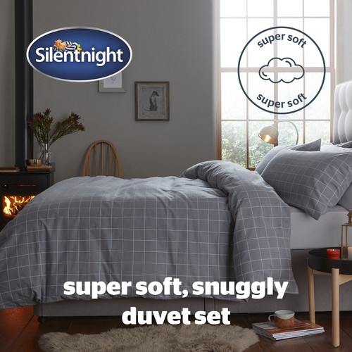 Silentnight Winter Brushed Cotton Luxury Duvet Cover Set Soft Warm Cosy