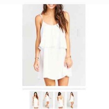 Show me your Mumu Ariana silky ruffle white dress in white size M