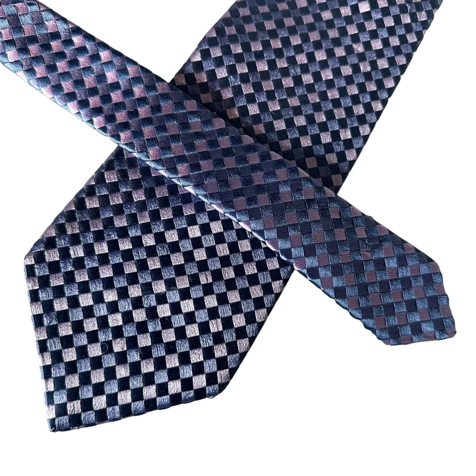 Corbata para hombre TED BAKER London azul corbata patrón tejido diamante 100 % seda EE. UU. Foto 4 de 4