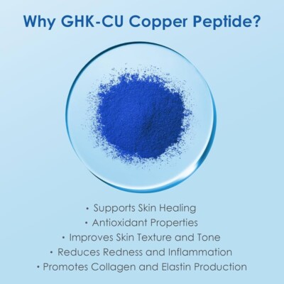 why is my ghk cu blue Blue Copper Peptide GHK-CU Regenerate Toner 100ml Anti Aging Spray Glowing  Skin