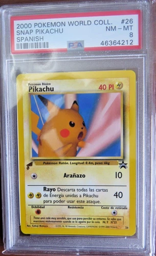Pokémon World Collection 2000 Black Star Promo 26 Snap Pikachu Spanish PSA 8