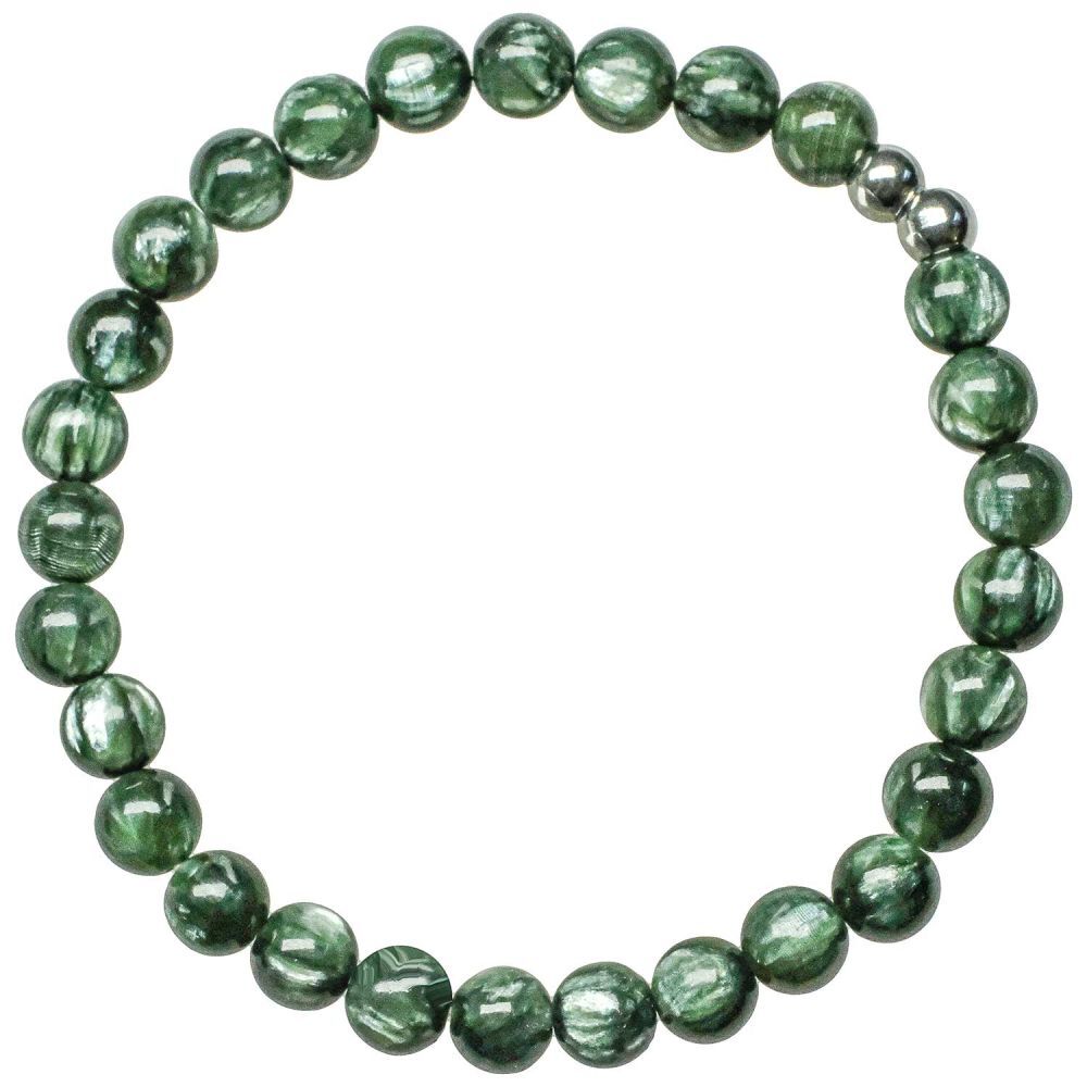 Bracelet séraphinite 6 mm, le bijou bien-être pour vos séances de yoga