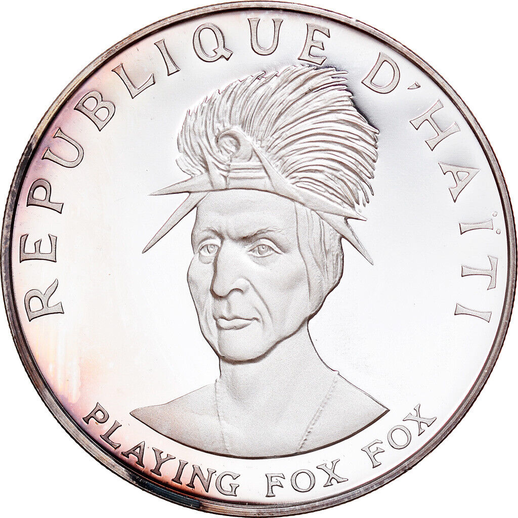 [#970289] Coin, Haiti, Playing Fox Fox, 10 Gourdes, 1971, Proof,
