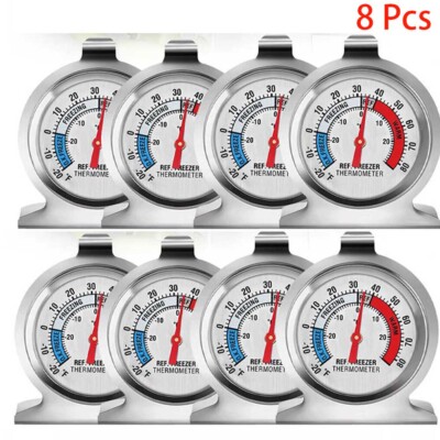 8X Refrigerator Freezer Thermometer Fridge DIAL Type Stainless Steel Hang Stand