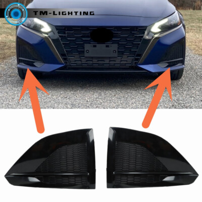 Right&Left Side For 2023 Nissan Altima Bumper Fog Lights Lamp Covers Black Bezle