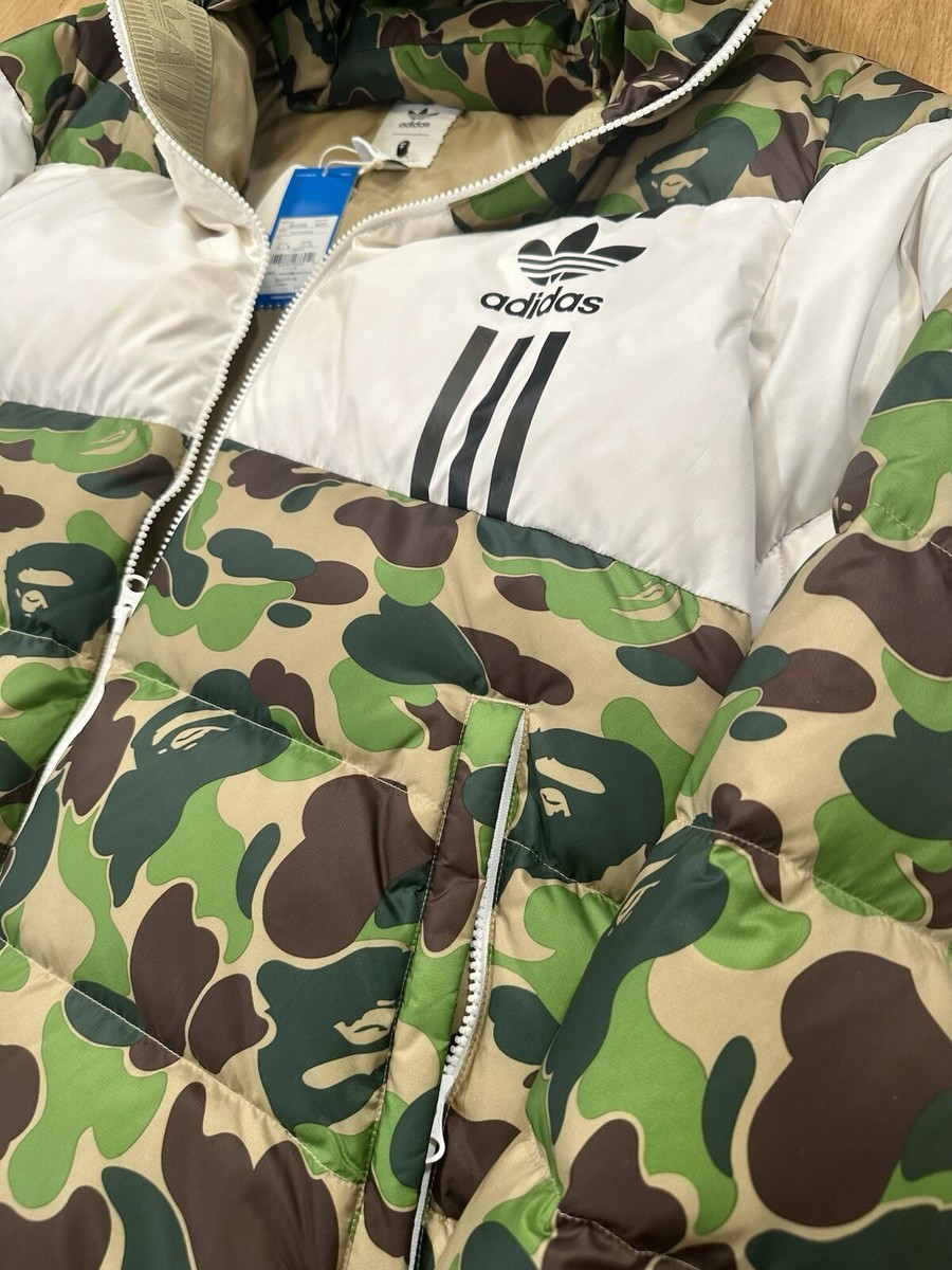 Bape x Adidas ABC Camo Firebird Shark Puffer Down Jacket Size L | eBay