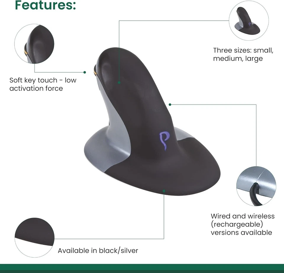 Penguin  Ambidextrous Vertical Mouse Wired Medium - 9820100 - Image 2 of 4