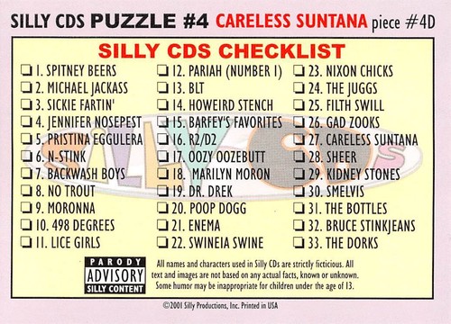 SILLY CDs PICK-A-CARD,STICKER,PUZZLE or WRAPPER garbage pail kids wacky packages - Picture 112 of 162