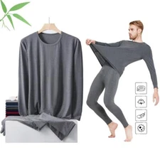 Men's Thermal Underwear Set Bamboo Viscose Base Layer Top & Bottom Long John Set