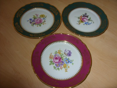 3er Set Tschechien Thun Blumen Teller 9,5'' ~~ Hervorragend!