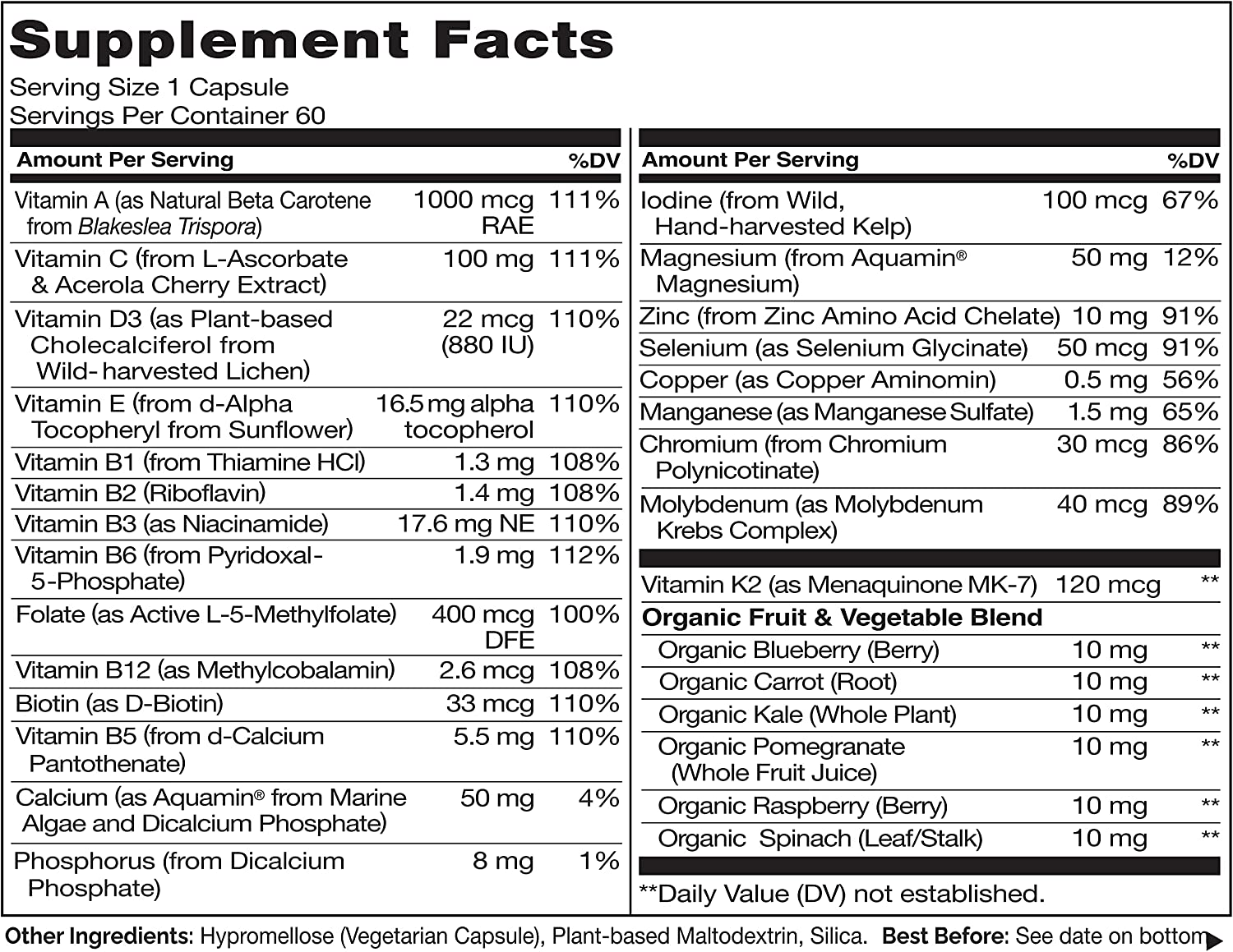 Men's Daily Multivitamin Energy Boost, General Health Organic Whole