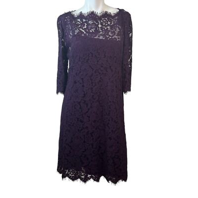 Dolce & Gabbana Eggplant Purple Lace Cocktail Dress 3/4 Sleevees sz 46=10 |  eBay