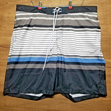 Goodfellow Mens Swim Trunks Size XL Blue Black Stripe Pull On 9" Inseam NWT