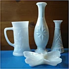 Vintage Milk Glass Collection Lot Vases, Stein, Soap Dish