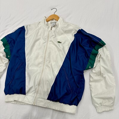 Lacoste Men's Windbreaker Jacket Zipper Croc Logo Blue Green 90s 80s Izod Medium