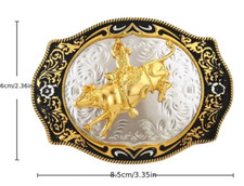BULL RIDE RODEO ANIMAL ROUND RODEO COWBOY WESTERN SHINE BELT BUCKLE