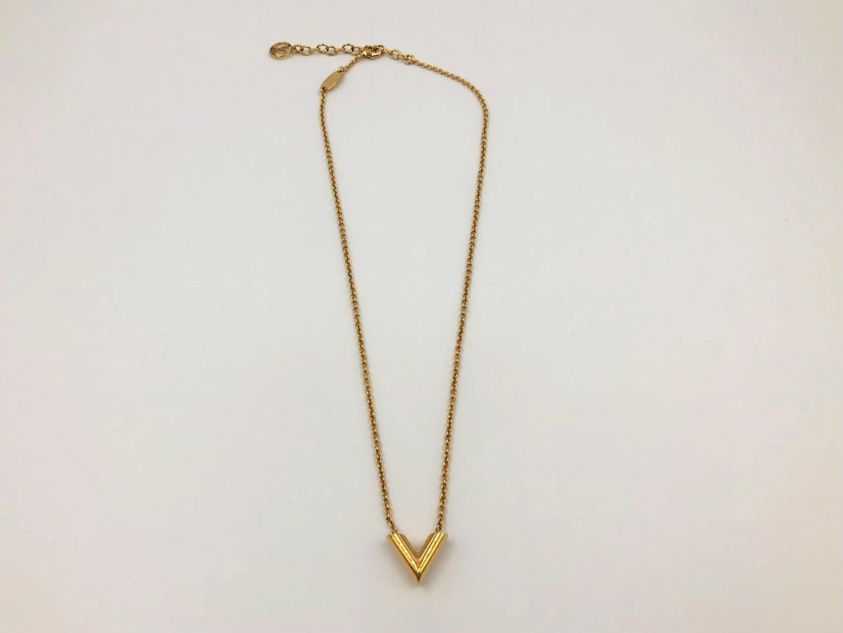 Louis Vuitton Essential V Gold Tone Necklace Louis Vuitton