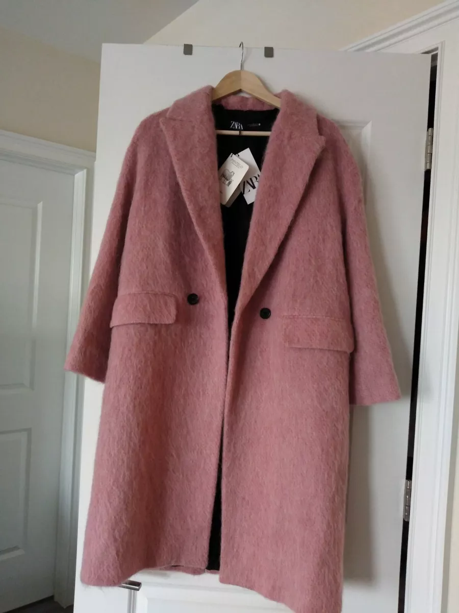 Pink wool coat zara hotsell