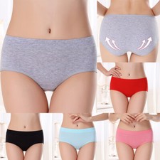 M-3XL Women Elastic Lingerie Cotton Underwear Mid Waist Panties Seamless Briefs