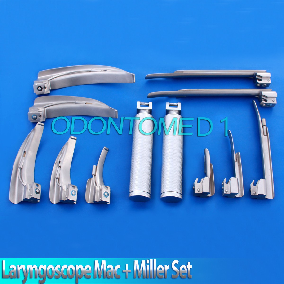 Kit D'intubation Laryngoscope à Fibre Optique Mac & Miller – 10 Lames + 2 Manches