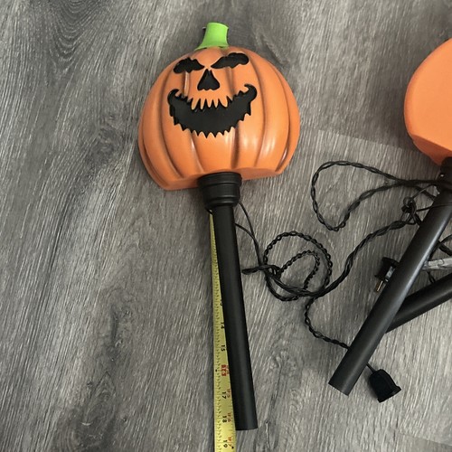 Vtg Halloween Blow Mold GEMMY Plastic Jack O Lantern Lawn Stake Lights Set 3 - Picture 16 of 16