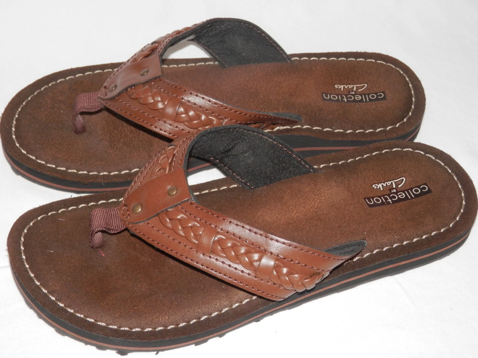 Infradito comode in ecopelle intrecciata Collection by Clarks tg. 6M Marrone 27455