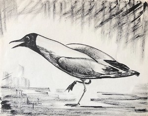 Détails Sur Pie Bavarde Encre Signée Elsa Desportes Peintre Animalier 1961 Oiseau