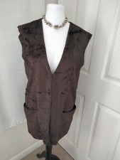 Waistcoat Brown Lightweight Pockets Size Uk 8 Made In Italy