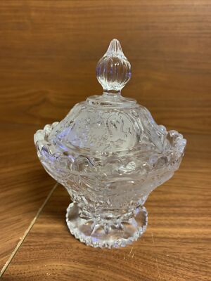 Vintage Glas Kristall Bonboniere Schale mit Deckel