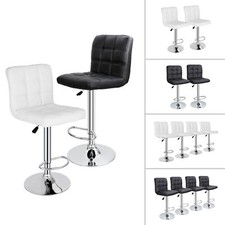 2PCS/4PCS Adjustable Bar Stools PU Leather Dinning Chair with Back White/Black